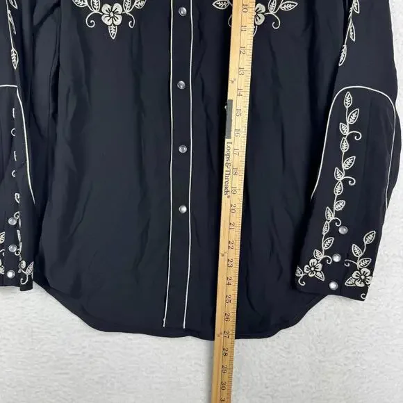 Polo Ralph Lauren Women's 2 Relaxed Fit Pearl Snap Western Embroidered Shirt - Picture 6 of 11